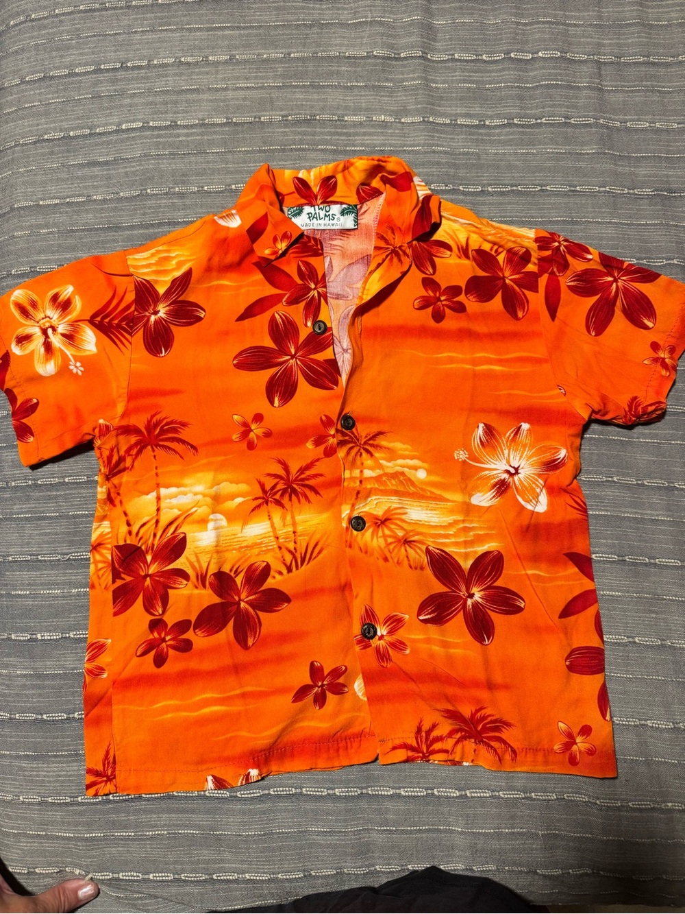 Kids Orange Floral Hawaiian Button-Down Shirt